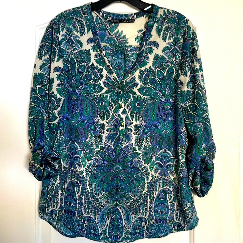 Zara floral paisley blouse sz S